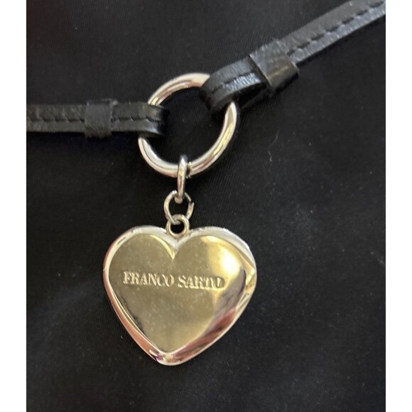 Franco Sarto Black Nylon & Leather Handbag With Heart Charm Accent vintage - Picture 6 of 13